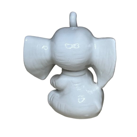 Vintage Whimsical White Elephant Ceramic Figurine Trunk Up - Picture 3 of 6